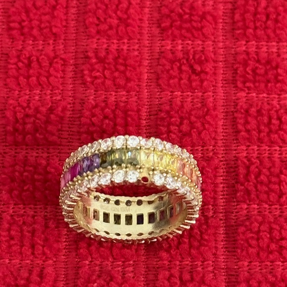 The M Jewelers NY Three Row Rainbow Ring in Multi size 7. - Picture 4 of 6